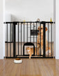 Babelio Upgraded Baby Gate with Cat Door, 29-43" Auto Close Durable Dog Gate for Stairs, Doorways and House, Easy Walk Thru Safety Gate with Pet Door Includes 4 Wall Cups, Black