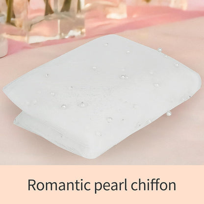 Sophproton 6 Pieces Pearl Tulle Tablecloth White Table Cloth Pearl Sheer Tulle Table Cover Wedding Veil for Wedding Arch Dessert Table Decorations