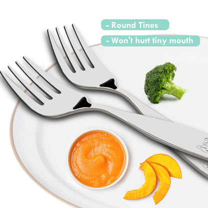 Lehoo Castle Kids Silverware Stainless Steel 6 Piece - Toddler Spoons and Forks Knife Set, Metal Kids Cutlery Set, Toddler Utensils Self Feeding (Dinosaur World)