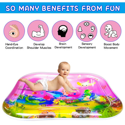 ZHUYNXIR Extra Big Infant Toys, Tummy time mats,Tummy time Toys, Baby Pink Water Play mat, Fun Early Development Activity Play Center for Newborn, Pink 39.5x31.5 in.