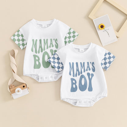 Newborn Infant Baby Boy Summer Outfit Mamas Boy Baby Clothes Boy Oversized Romper Shirts Short Sleeve Onesie