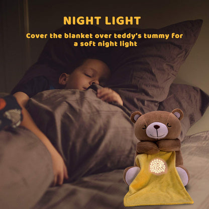 BEREST Baby Sleep Soother Happy Bear, Mom's Heartbeat Bear Lullabies White Noise Machine, Nursery Decor Night Light Projector, Toddler Crib Sleeping Aid, Baby Shower Gifts Portable Teddy