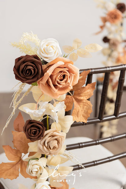 Ling's Moment 10pcs Wedding Chair Decorations Aisle Floral Swag Artificial Pew Flowers Hanging Garland Pink Blush & Cream For Ceremony Reception Church Rose Floral Faux Arrangement Party Outdoor Decor