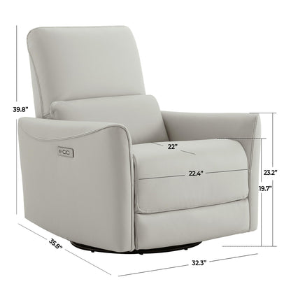 CHITA Power Recliner Chair Swivel Glider, FSC Certified Upholstered Living Room Nursery Reclining Sofa Chair with Lumbar Support, Linen