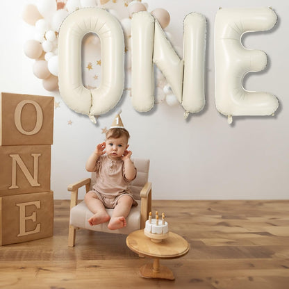 40 Inch Beige OH BABY Balloon for Baby Shower, Large Cream White Oh Baby Balloons Letters with Ribbon, Neutral Ivory Alphabet Oh Baby Balloon Banner Sign for Gender Reveal Backdrop Party Decorations