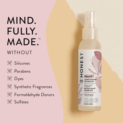 The Honest Company Conditioning Hair Detangler | Leave-in Conditioner + Fortifying Spray | Tear-free, Cruelty-Free, Hypoallergenic | Citrus Vanilla Refresh, 4 fl oz