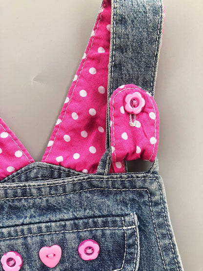 Peacolate 3months-3Years Baby Girls Denim Overalls Embroidery Bib Pants Jeans Jumpsuit