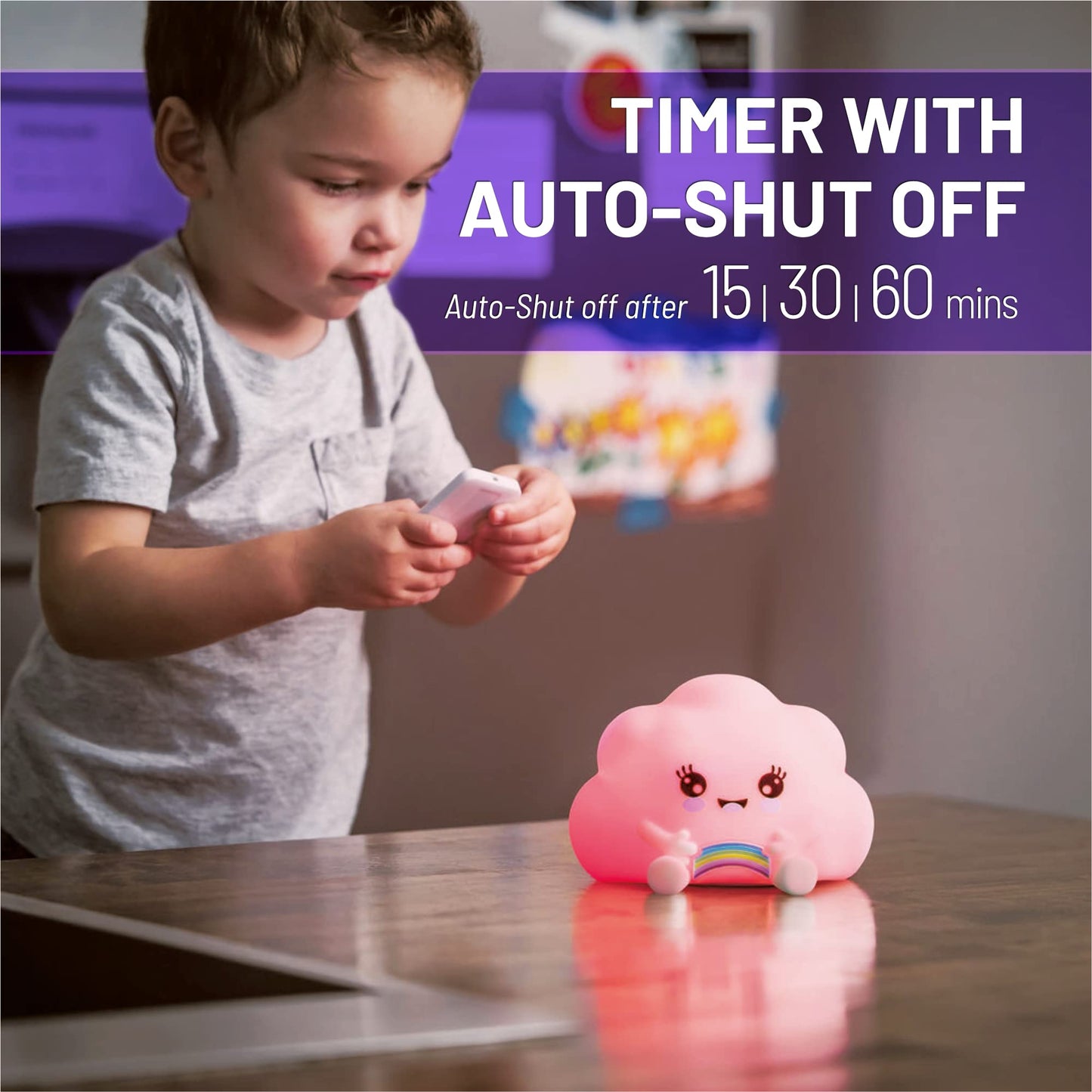 Lumipets Remote Control Silicone Night Light for Kids - Pig Design with 9 Soft Colors & Sleep Timer - Rechargeable, Battery-Operated Lamp for Bedroom | Baby Nursery, Toddler, Girls, Boys