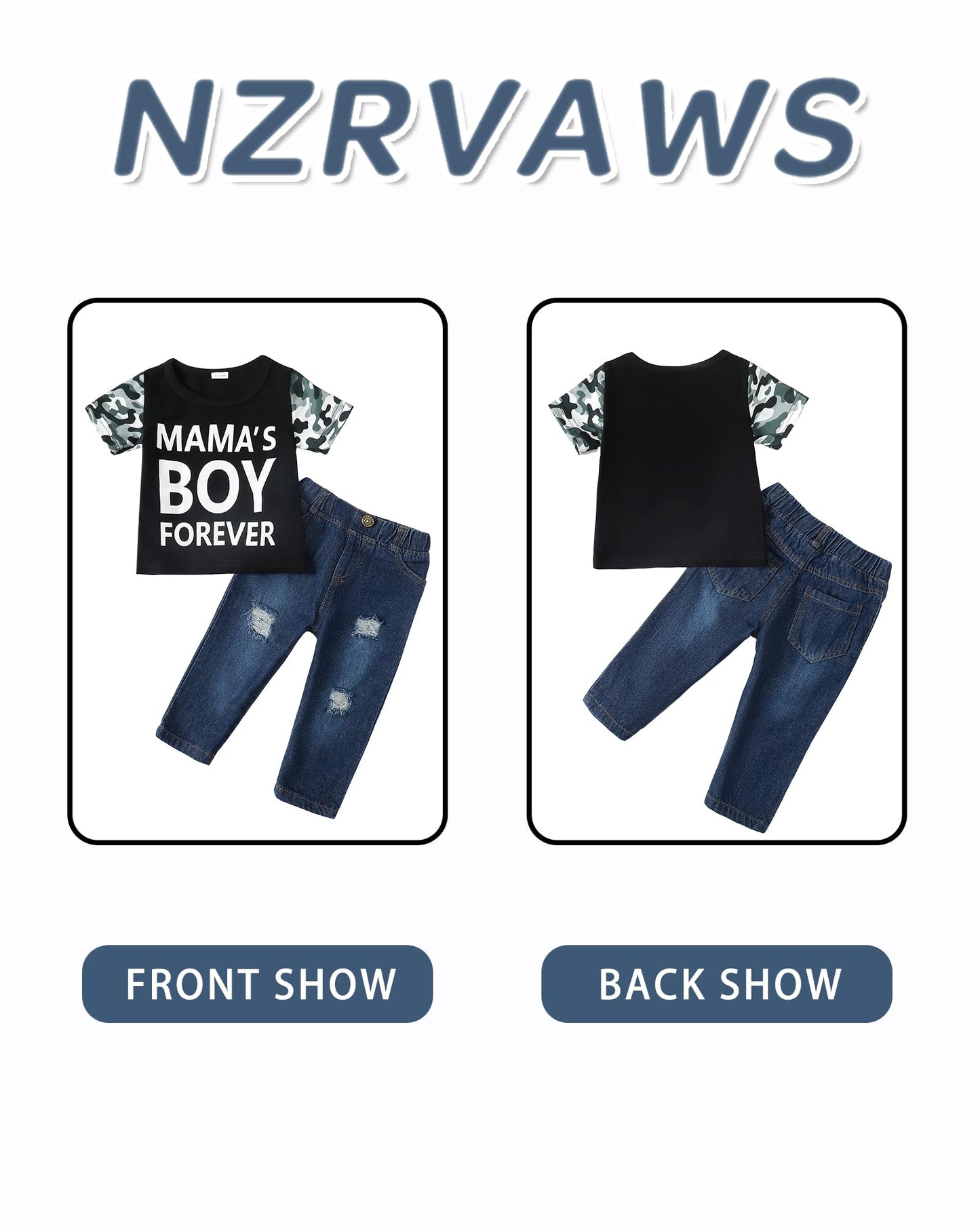 NZRVAWS Baby Boy Clothes Toddler Outfit Infant 6 12 18 24 Months2 3 4T Sweatsuit Ripped Jeans Fall Winter Clothing