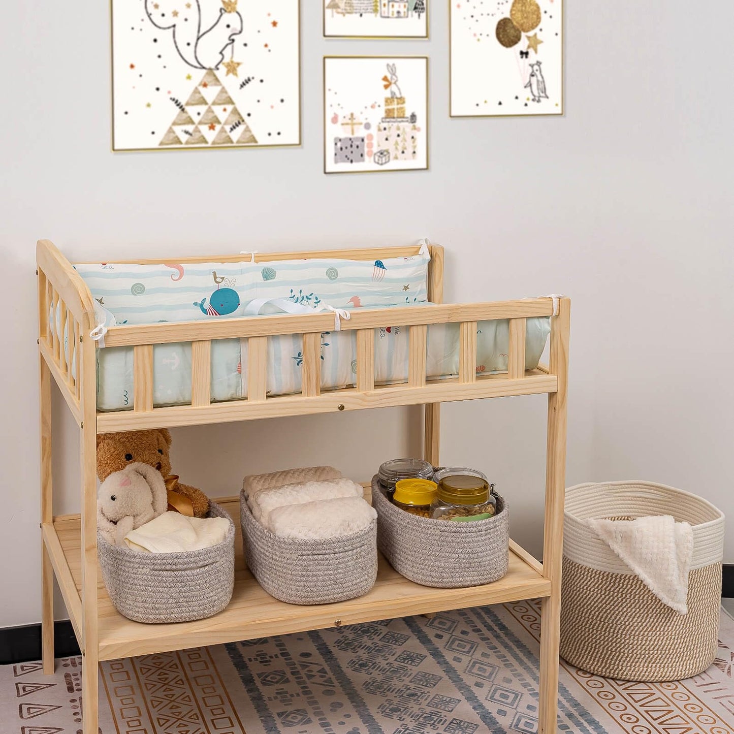 CubesLand Off White Small Storage Baskets for Shelves, Closet Organization Storage Bins Empty Gift Basket Baby Nursery Woven Baskets for Organizing, Rectangular Clothes Closet Shelves Baskets 3 Packs