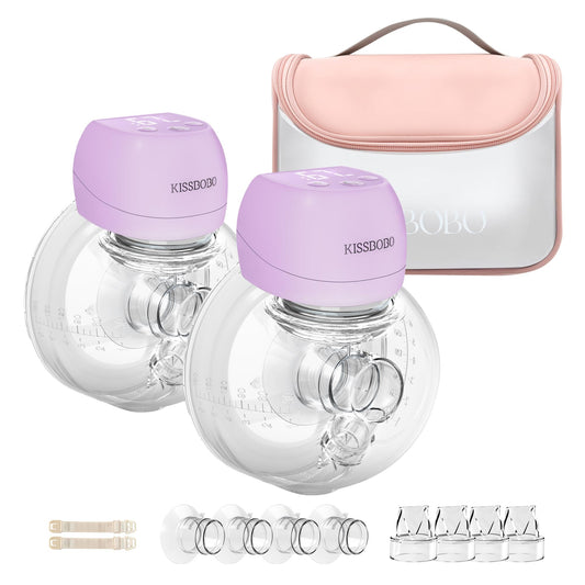 ABP-1508 Hands Free Breast Pump Wearable with Storage Bag, Wearable Breastfeeding Pump Strong Suction, Low Noise, 3 Modes 9 Levels, with 21/24mm Insert/Flange, 2 Pack (White)