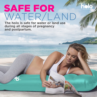 HOLO The Original Inflatable Pregnancy Pillow - Full Body Maternity Airbed/Float with Hole for Tummy - Sleeping Support & Comfort - Say Goodbye to Pregnancy Related Aches and Pains (White Sand)