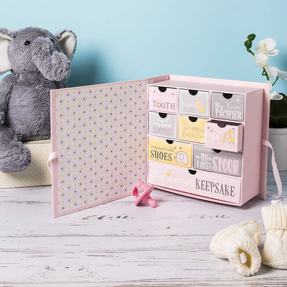 VOTUM Baby Keepsake Box for Treasured Memories, Fairytale - Lightweight, Handcrafted Baby Boxes with 9 Labeled Compartments for First Memories - Gender Neutral Baby Shower Gifts for Girls, Boys