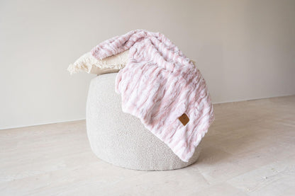 Cuddle Cookie Baby Wavey Faux Fur Blanket, 27 x 33 inches, in Gift Box (Pink)