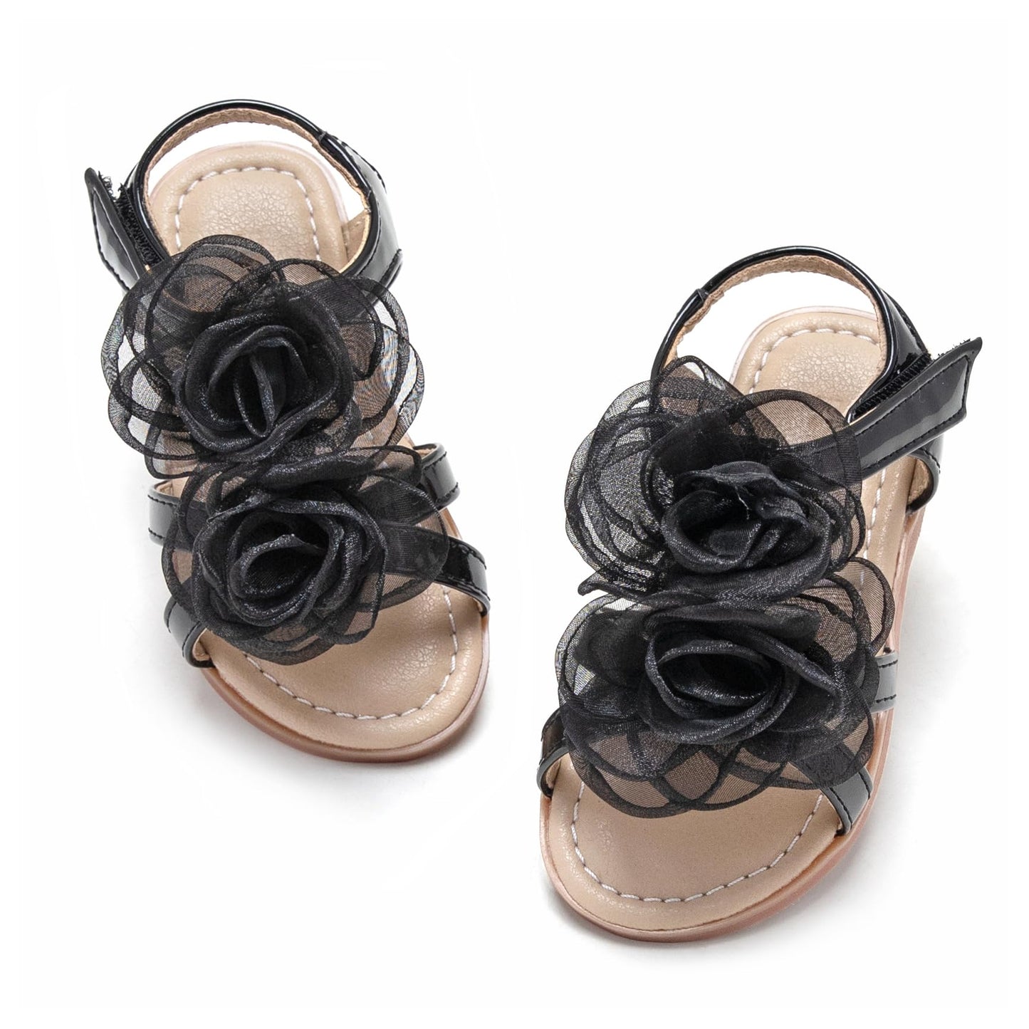 Felix & Flora Toddler Girls Sandals Soft Rubber Flats Summer Baby Flower Girl Shoes.