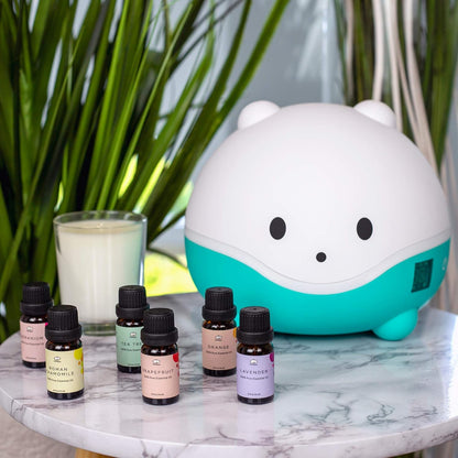 LittleHippo Set of 6 Premium 100% Pure Essential Oils 10ml Specially Formulated for Kids/Children for Use with WISPI (Lavender, Tea Tree, Geranium, Roman Chamomile, Grapefruit, Orange)