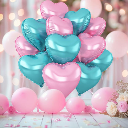 Sage Green Gold Heart Balloons,12Pcs Light Gold Heart Shaped Foil Balloons,18Inch Cream White Helium Mylar Balloon for Baby Shower Birthday Anniversary Wedding Party Decorations