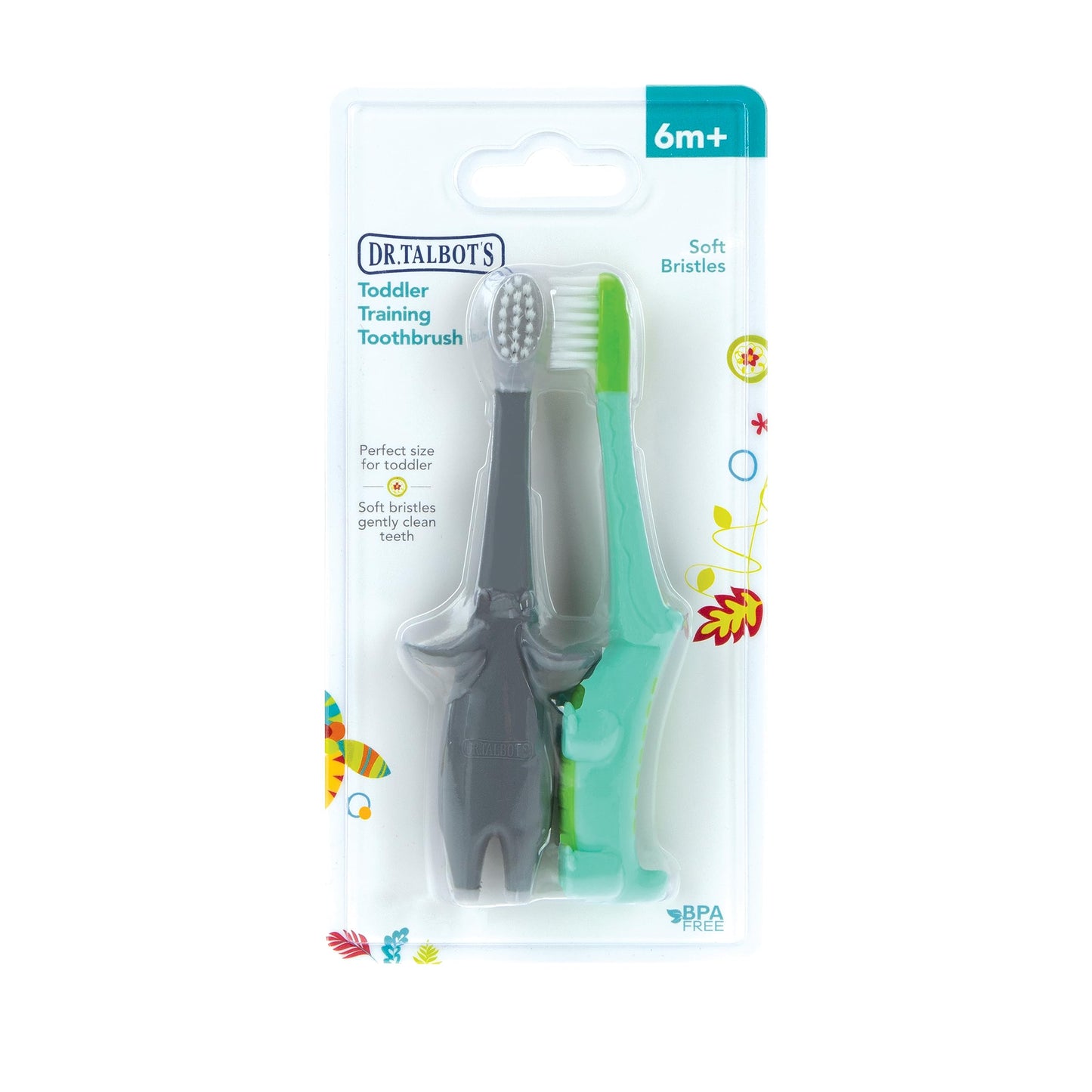 Dr. Talbot's Toddler Training Toothbrush and Natural Kids Toothpaste with Citroganix - 1.6 oz - Fluoride-Free Toothpaste and Toddler Toothbrush - 6+ Months - Alligator