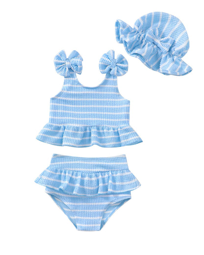 Mioglrie Baby Infant Swimsuit Girl Toddler Bathing Suit Girl Summer Beach Bikini Tankini Swimwear Hat 3-24 Months 2t-5t