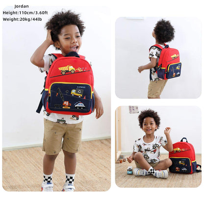Car Dinosaur Kids Toddler Backpack for Boys and Girls Children Waterproof Preschool Bag(Red Music Party)