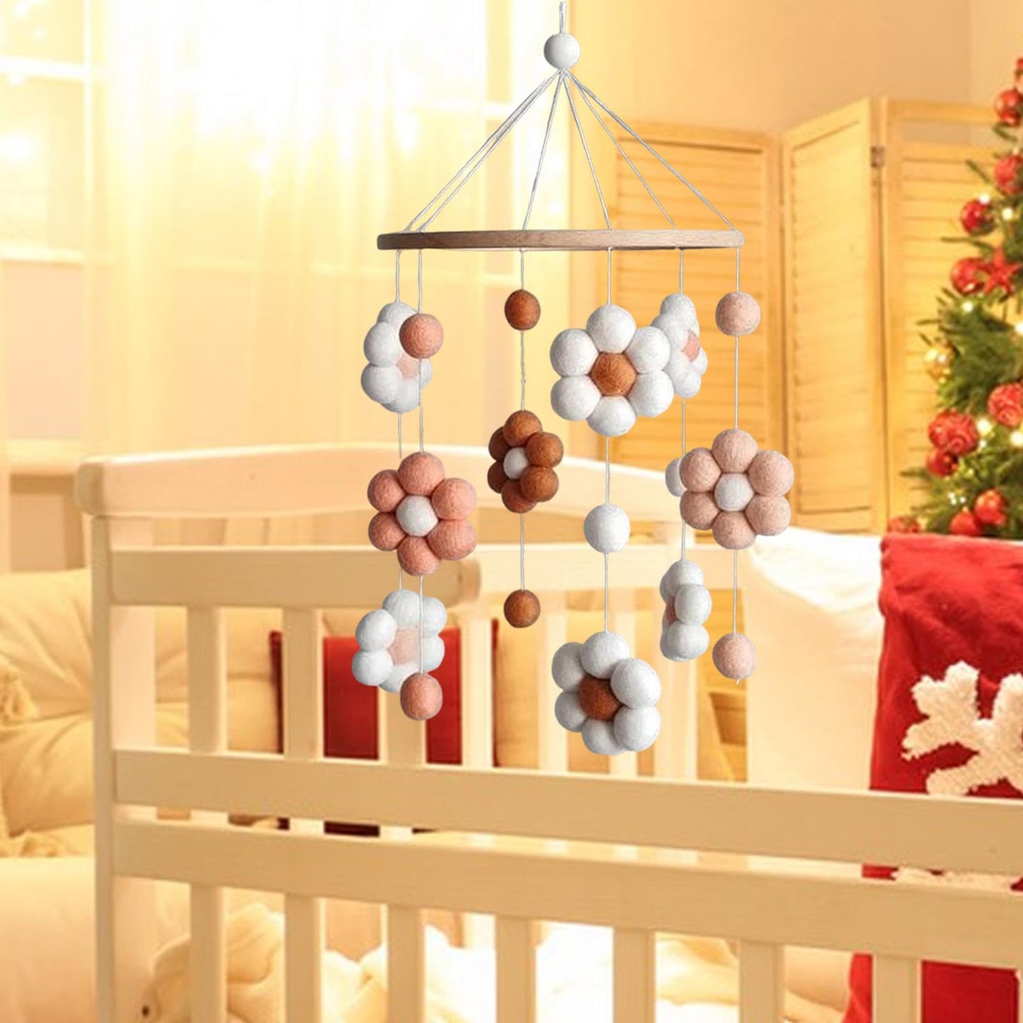 Baby Crib Mobile Crib Hanging Toy, Boho, Stroller Hanging Toy, Wind Chime Photography Props for Stroller, Nursery, Style B