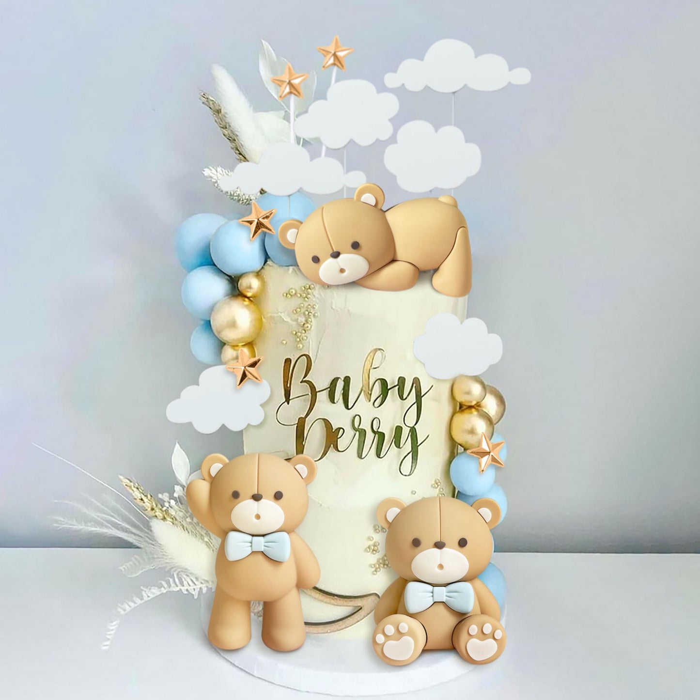 JeVenis Luxury Pink Bear Cake Decoration Baby Bear Baby Shower Cake Topper Bears Train Cake Decoration Baby Shower Birthday Cake Decoration