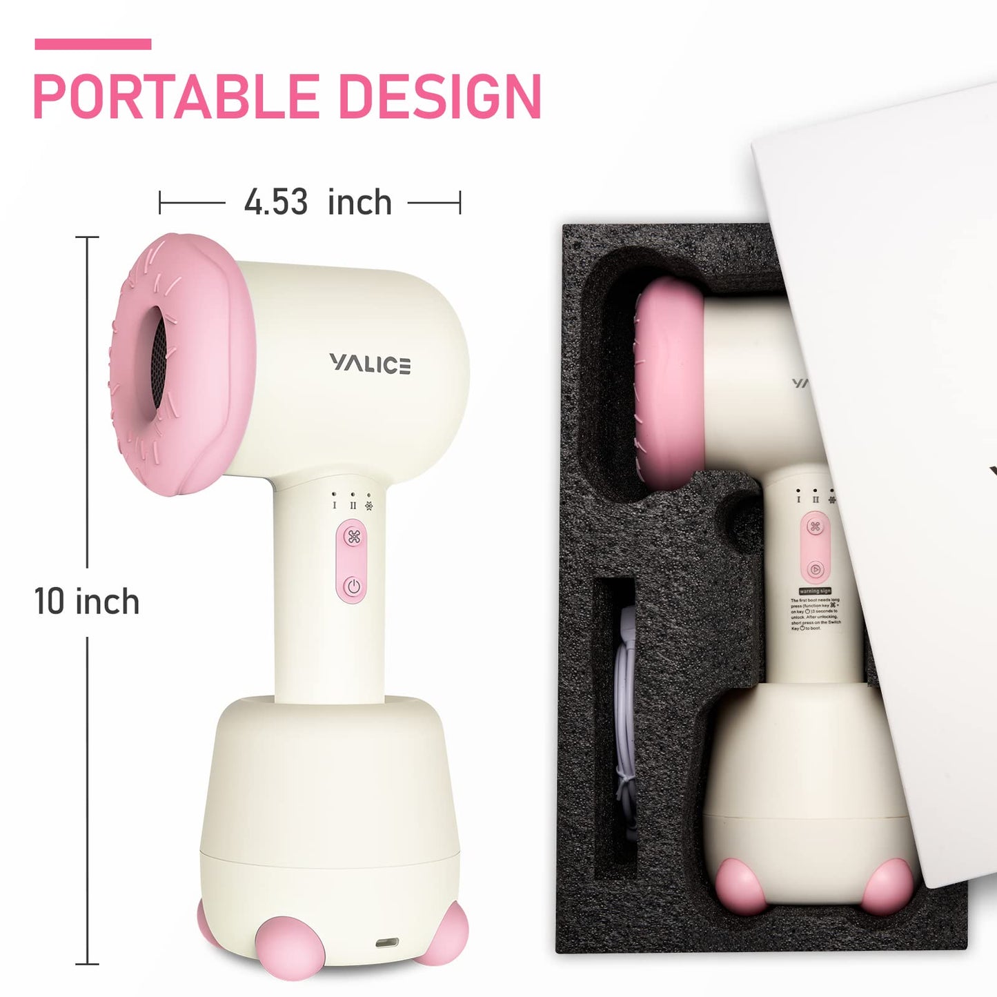 Cordless Baby Hair Dryer for Infant, Low Heat Gentle Air Rechargeable Small Hair Blow Dryer for Baby Butt Skin with 3 Speed Settings, 0-3 Years Using (Khaki)