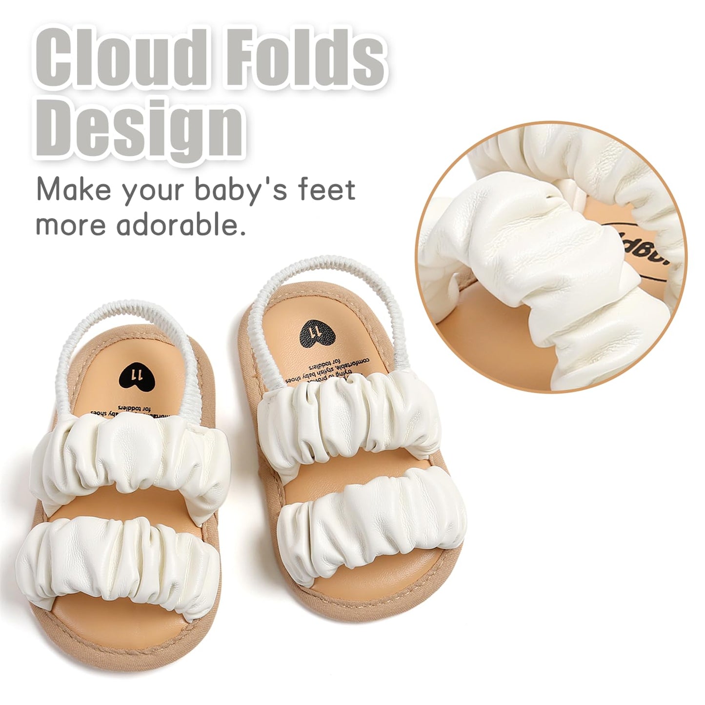 CoKate Baby Girls Sandals Ruffle Bowknot Premium Soft Sole Anti-Slip Open Toe Breathable Summer Outdoor First Walker Shoes Baby Sandals 0-3 months girls
