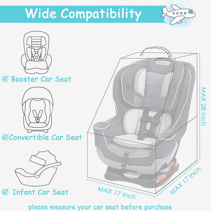 YOREPEK Padded Car Seat Travel Bag Backpack for Airplane, Heavy Duty Car Seat Bags for Air Travel, Carseat Cover for Airplane Travel with Shoulder Strap, Car Seats Carrier for Airport, Black