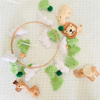Safari Baby Mobile, Jungle Mobile for Crib, Crib Mobile for Boys and Girls, Nursery Mobile for Bassinet, Pack and Play,Lion Elephant Giraffe Hippopotamus Mobile