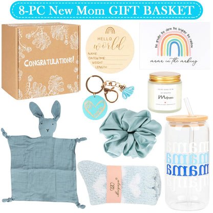 New Mom Gifts Box, Pregnancy Gifts for Expecting Mom, Gift Basket for Girls Boys, Postpartum Gifts for First Time Moms, Cool Gifts for New Mom After Birth, New Mom Care Package After Baby