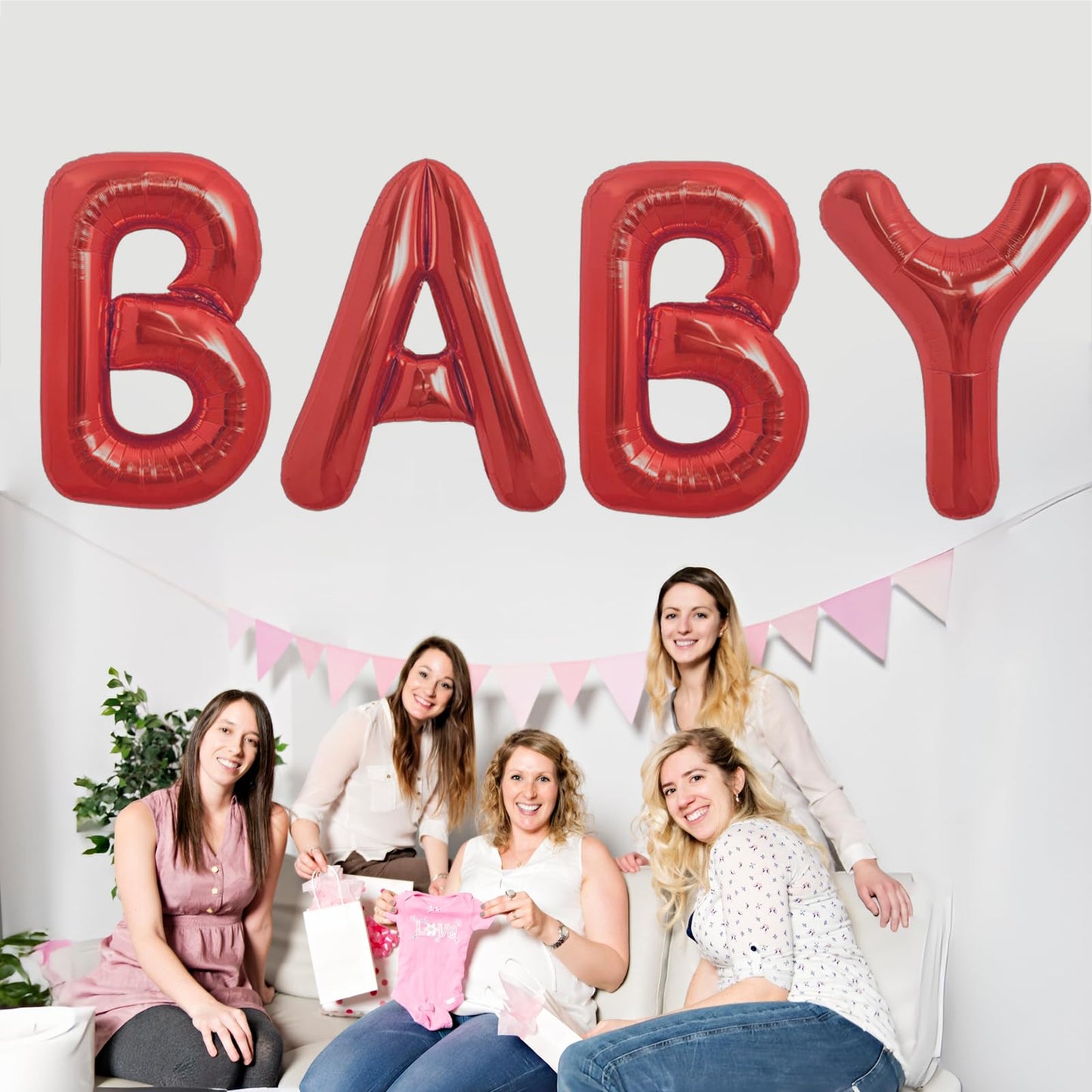 40 Inch Oh Baby Balloon, Shower Decorations, Large Sign for Backdrop, Shiny Banner for Gender Reveal Party Supplies (Gold)