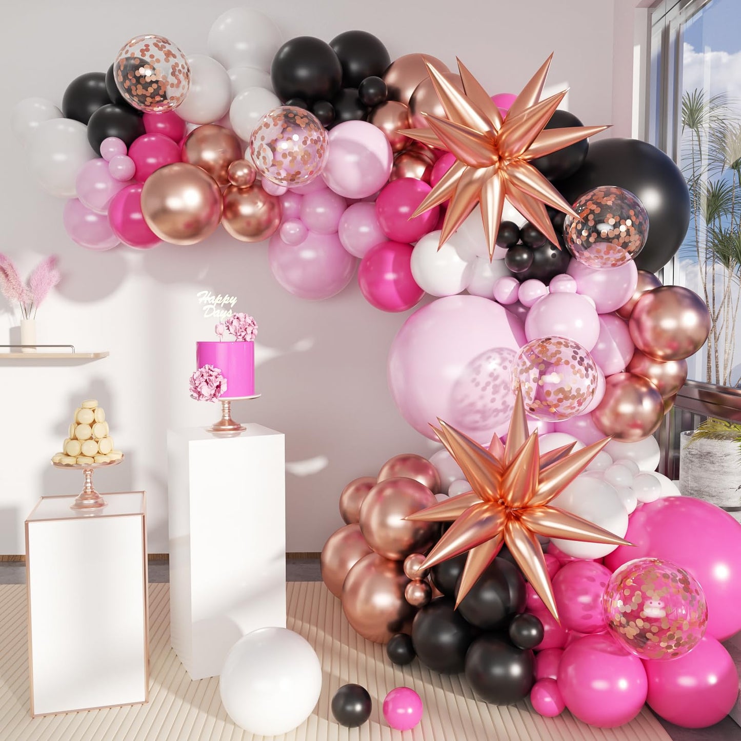Boho Balloon Garland Arch Kit, 156Pcs Dusty Pink Pastel Brown Metallic Champagne Gold White Balloons for Wedding Baby Bridal Shower Engagement Anniversary Birthday Decorations