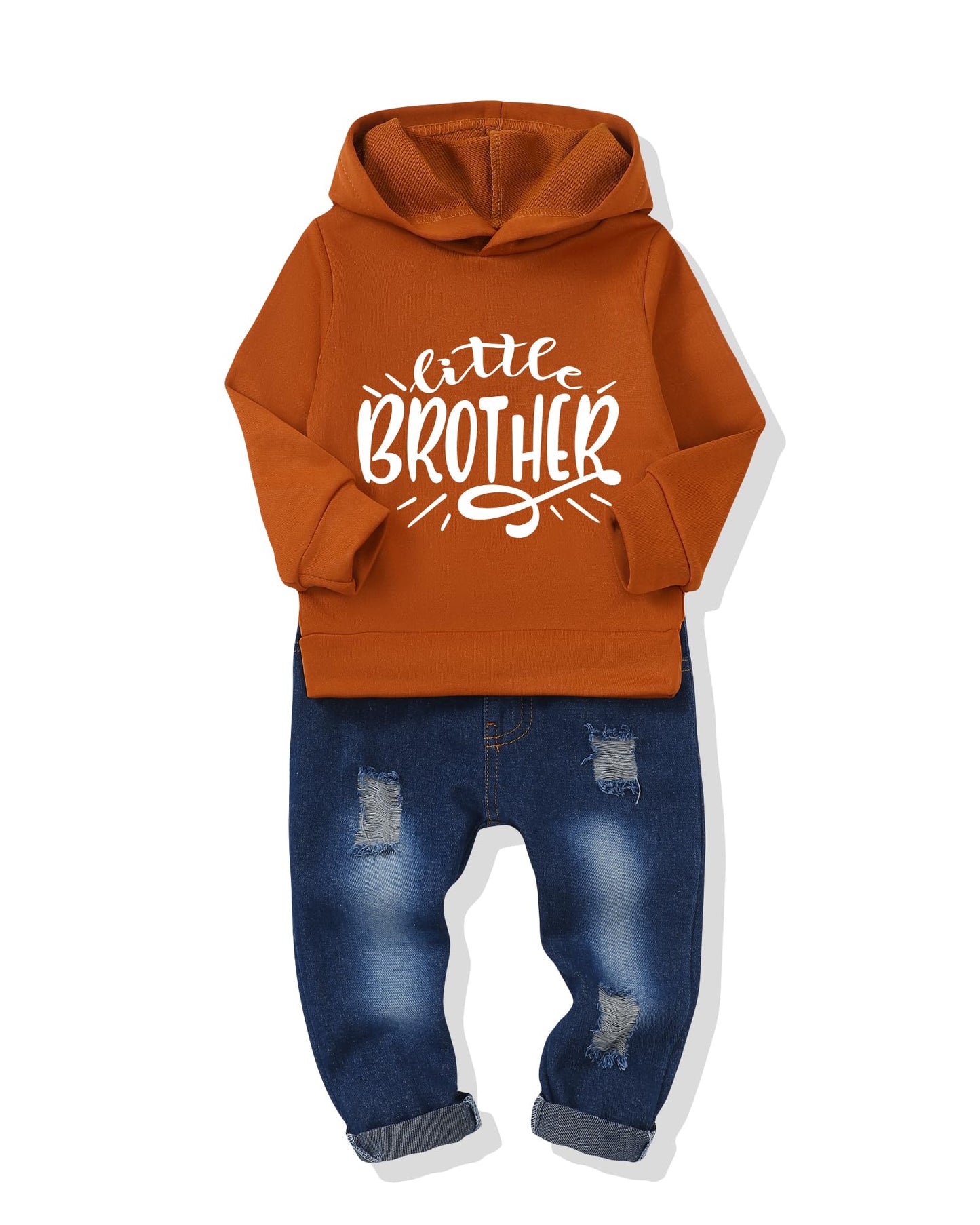 NZRVAWS Baby Boy Clothes Toddler Boy Outfit 2 3 4T 6 12 18 24 Month Fall Winter Hoodie Ripped Jeans Clothing