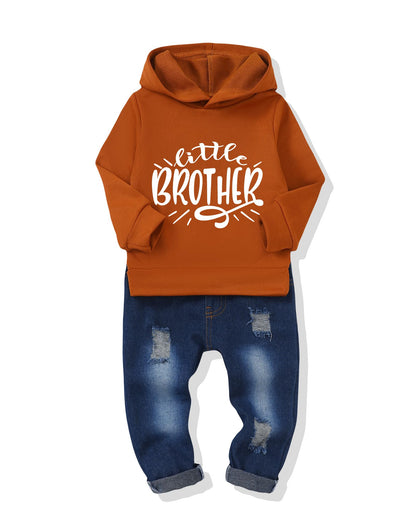 NZRVAWS Baby Boy Clothes Toddler Boy Outfit 2 3 4T 6 12 18 24 Month Fall Winter Hoodie Ripped Jeans Clothing