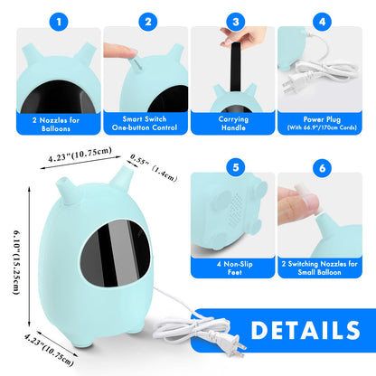Balloon Pump Electric, SPLAKS Balloons Inflator Air Pump Portable Balloon Blower for Garland Arch, Party Decoration