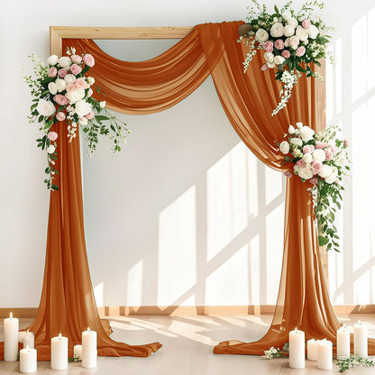 Wedding Arch Draping Fabric 2 Panels 30'' x 18FT Sage Green Sheer Chiffon Arch Drapery for Bridal Shower Backdrop Outdoor Party Church Ceremony
