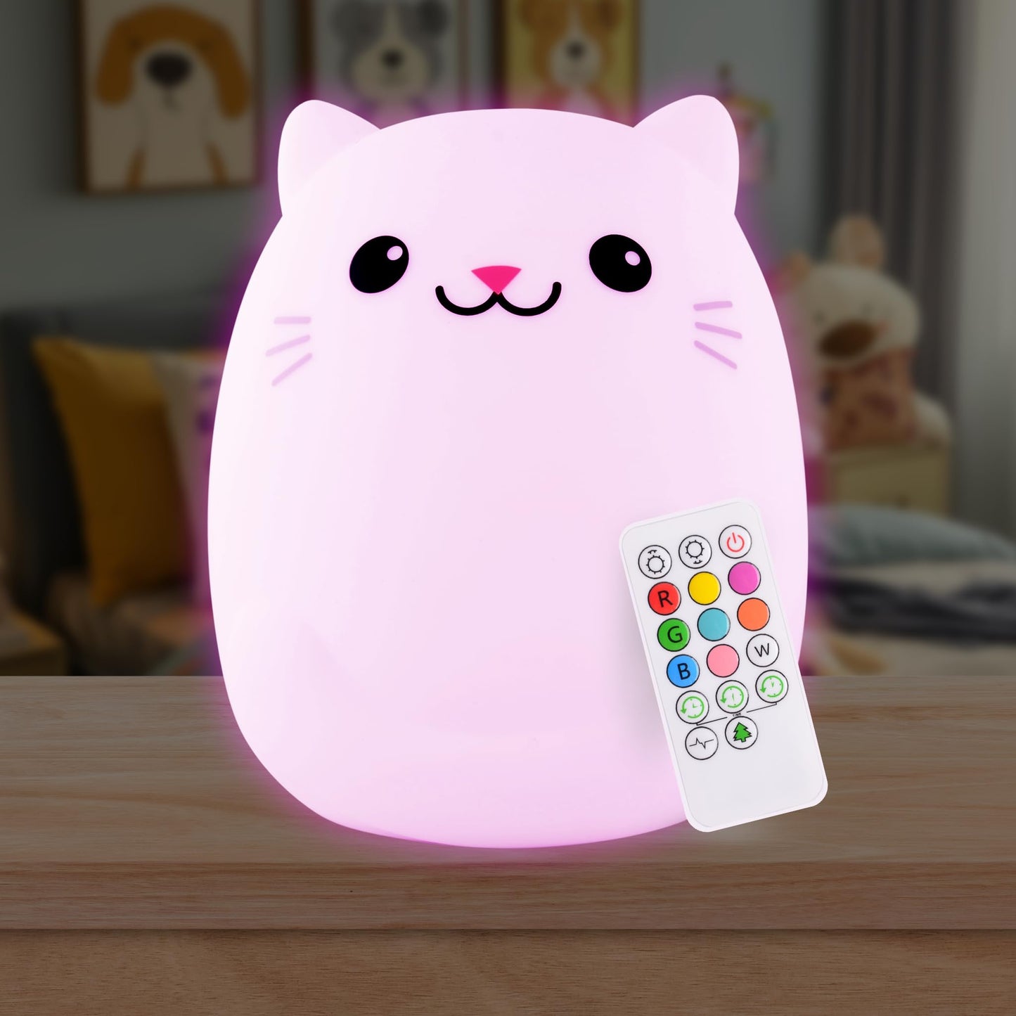 Lumipets Remote Control Silicone Night Light for Kids - Pig Design with 9 Soft Colors & Sleep Timer - Rechargeable, Battery-Operated Lamp for Bedroom | Baby Nursery, Toddler, Girls, Boys