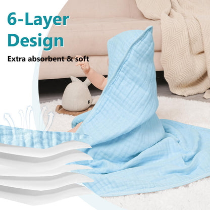 PHF 2 Pack Baby Hooded Towels, 100% Muslin Cotton Baby Bath Towel with Hood for Newborn, Infant, Toddler, Ultra Soft and Absorbent Baby Essentials Bath Towels for Girls, 32x32Inch, Floral