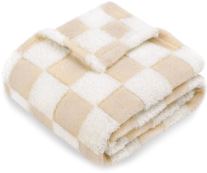HOMRITAR Checkered Baby Blanket for Boy Girls Ultra Soft Fluffy Fuzzy Toddler Blankets with 3D Chessboard Grid Warmer Comfort Reversible Bed Blanket for Winter 350GSM Black 30 x 40 Inch