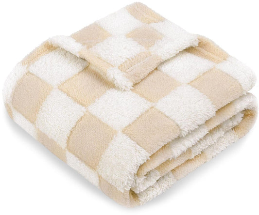 HOMRITAR Checkered Baby Blanket for Boy Girls Ultra Soft Fluffy Fuzzy Toddler Blankets with 3D Chessboard Grid Warmer Comfort Reversible Bed Blanket for Winter 350GSM Black 30 x 40 Inch