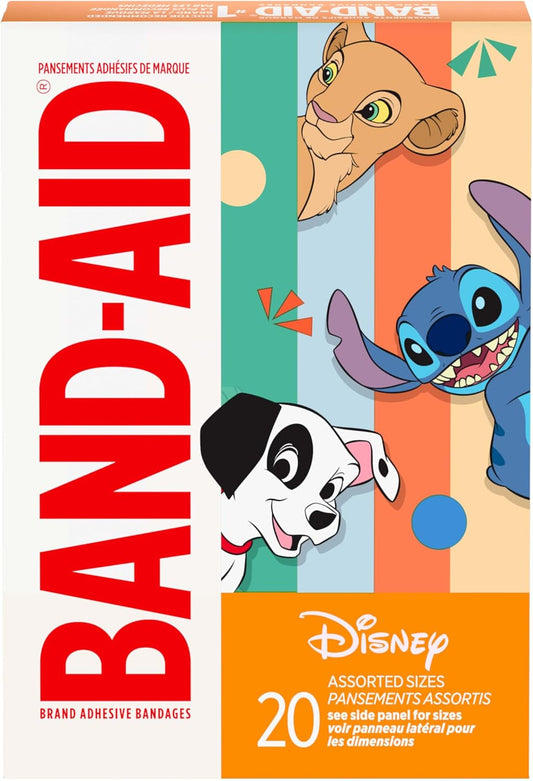 BAND-AID Brand Adhesive Children's Bandages for Minor Cuts & Scrapes, Wound Care Featuring Classic Disney Characters, Fun Bandages for Kids and Toddlers, Assorted Sizes, 20 ct