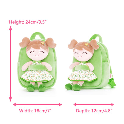 Gloveleya Toddler Backpack Baby Ballerina Girl Gifts Plush Curly Hair Ballet Backpack - Black Blonde 9 inches