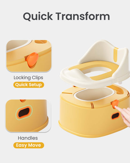 3-in-1 Toddler Potty Training Toilet for Boys and Girls Multi-use Baby Potty Chair for Toddlers 1-3 Training Potty Seat Toddler Toilet Baby Potty Training Seat with Step Stool (Orange)