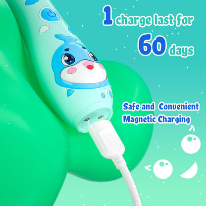 SEAGO Kids Electric Toothbrushes Rechargeable, Toddler Electric Toothbrush with Magnetic Charging, LED Observing Light, 8 Toothbrush Heads for Ages 2-4-6 Boys Girls (Pink)