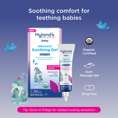 Hyland's Baby Organic Day and Night Soothing Gel Combo Pack, Cooling Gel for Oral Discomfort, Easy-to-Apply, Ages 2 Months and Up, 1.06 Ounce (2 Tubes of 0.53 oz.)
