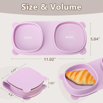 Silicone Foldable Novelty Dinner Plates,Baby Plates Travel Essential with Forks and Spoons,Microwave & Dishwasher SafeWatermelon
