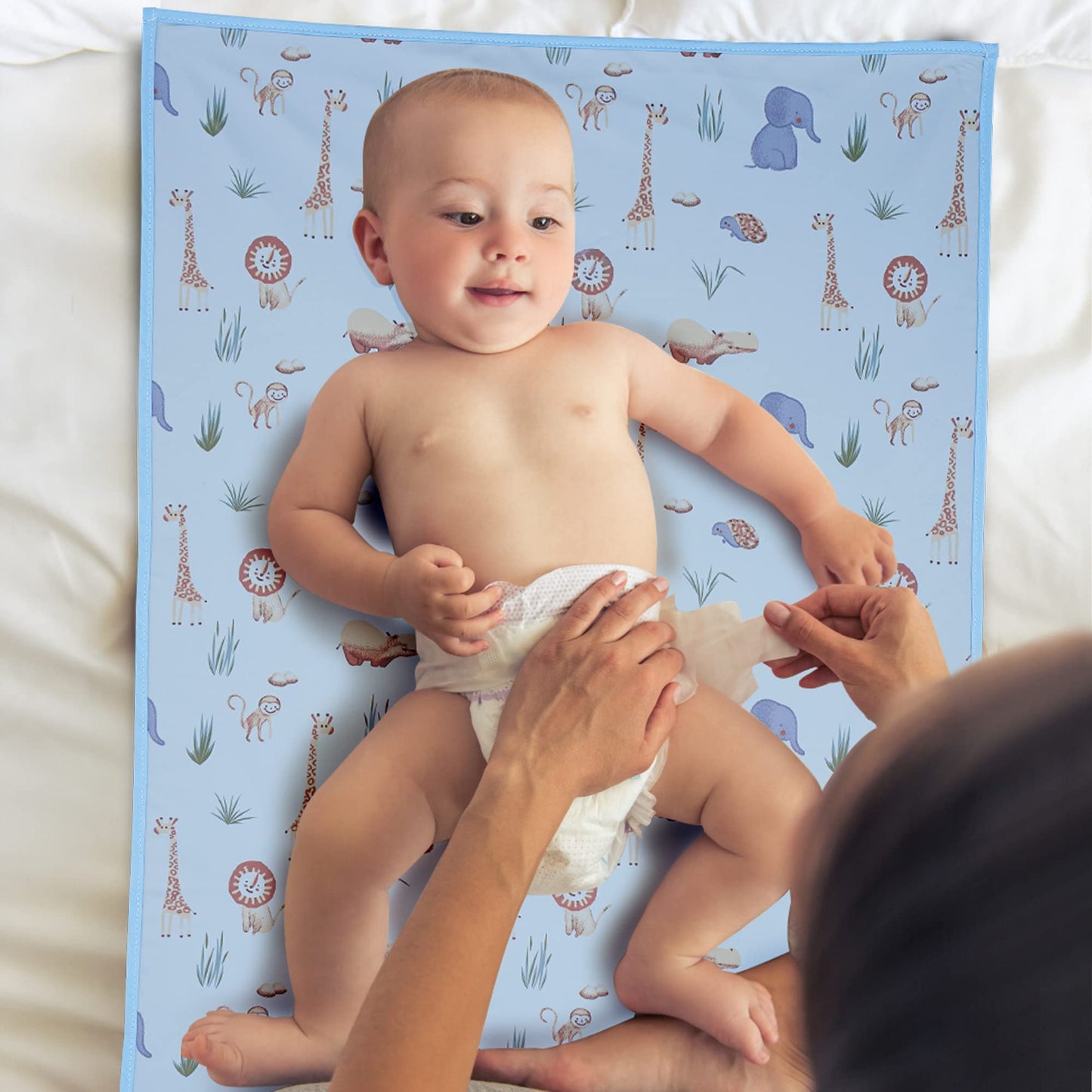 Vegan Leather Baby Changing Mat - Wipeable Portable Changing Pad, Foldable Travel Changing Mat for Baby, Newborns Toddlers Shower Gifts (Flower,20"*28")