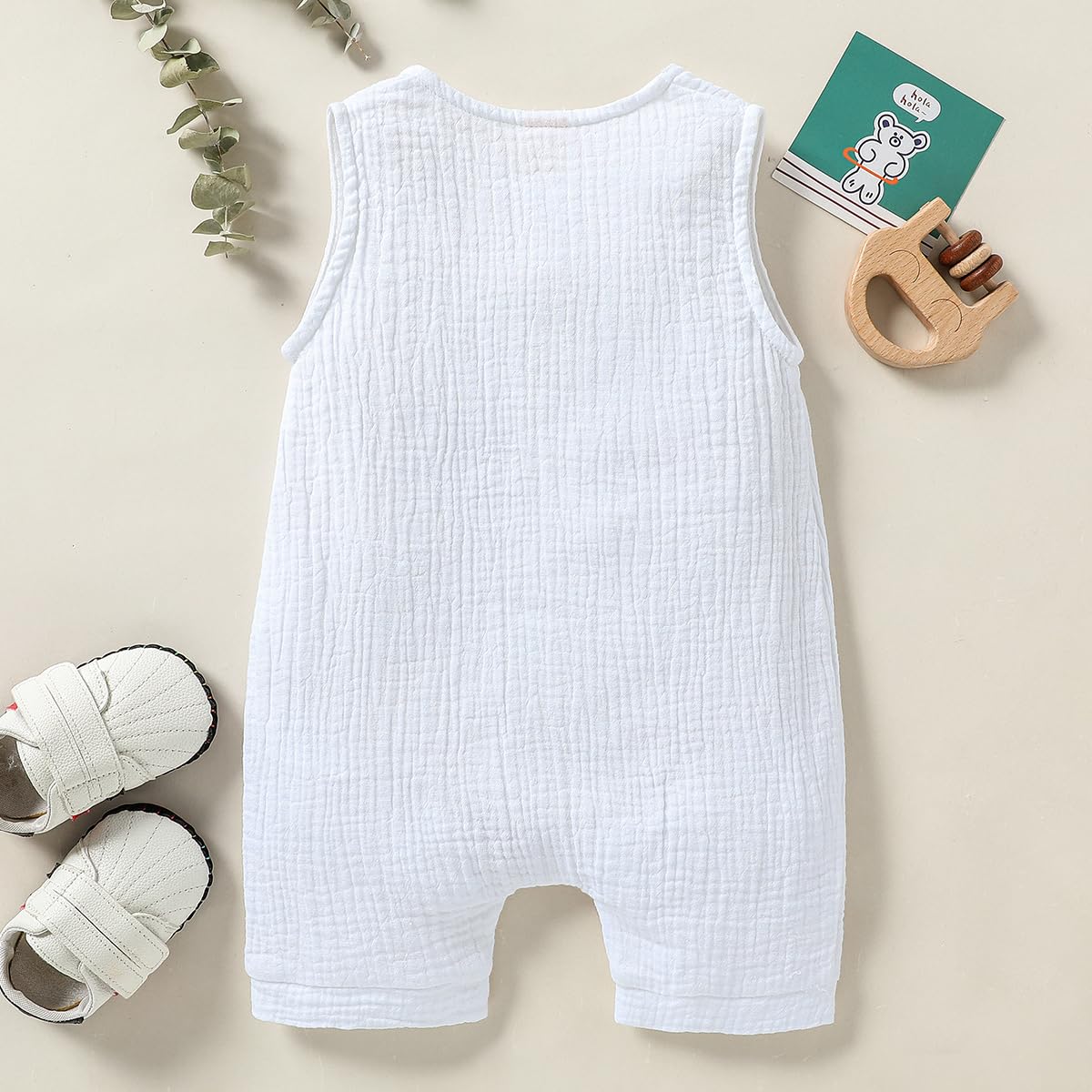 Infant Newborn Baby Boys Girls Cotton Linen Romper Summer Jumpsuit Sleeveless Overalls Clothing Set