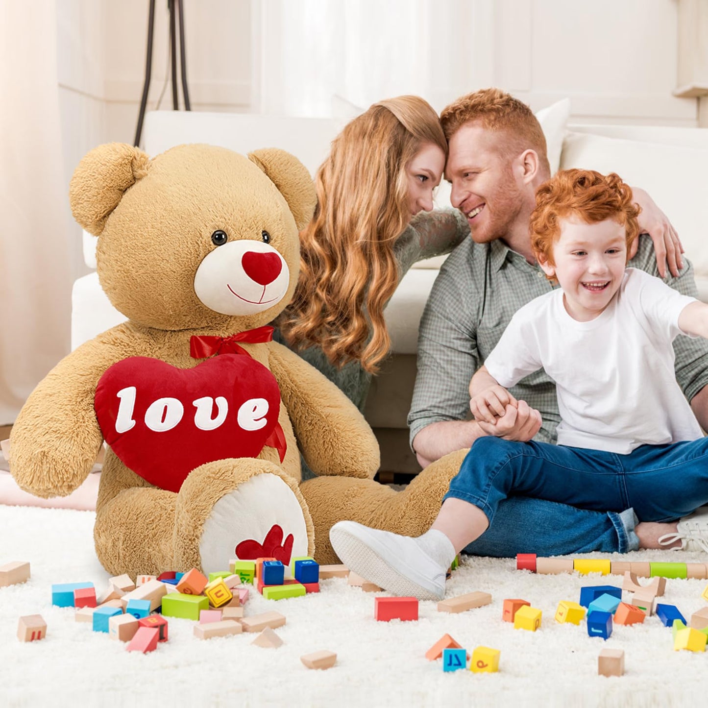 MorisMos Smile Giant Teddy Bear, 51inch Large Stuffed Bears with Big Footprints, Big Stuffed Animals Cuddly Plush Gifts for Girlfriends, Boyfriend, Dark Brown